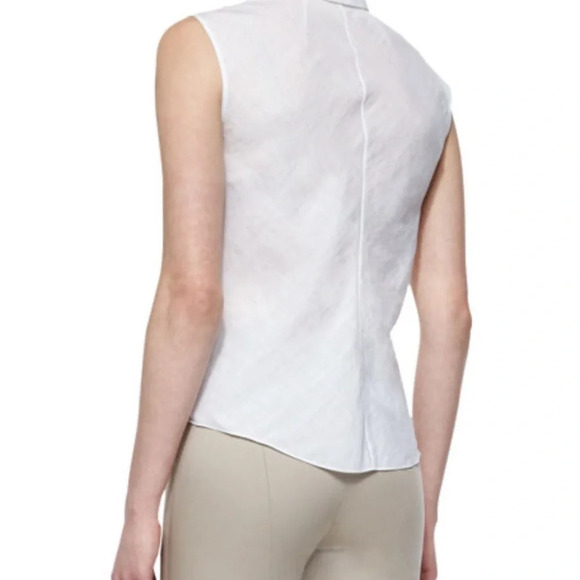 Theory Biaz Sleeveless Ruffled Gauze Blouse in White Silk - Picture 4 of 12